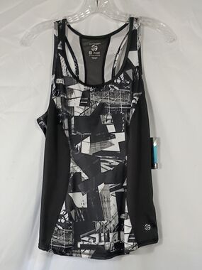 NWT Jillian Michaels Impact Black And White Graphic Print Workout Tank Sz Small